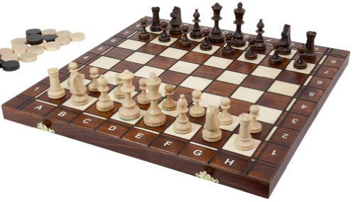Schach Backgammon Schachbrett 27 x 27 cm aus Holz Schachspiel Dame 
