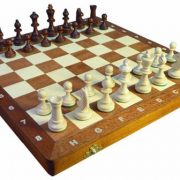 Schachspiel aus  Keramik und Glas Schach Brett Figuren 35 x 35 cm 