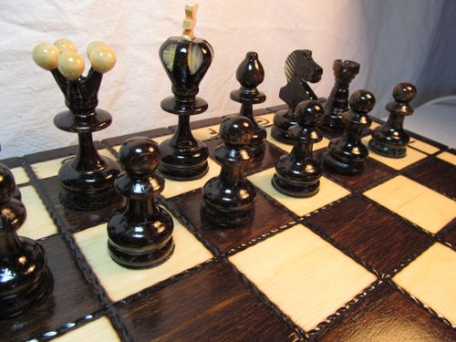 Schach Wunderschönes Schachspiel PEARL 34x34 cm Holz 