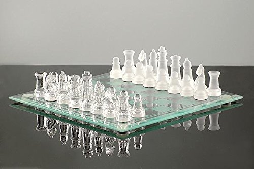 Schach Brett Figuren 35 x 35 cm Schachspiel aus  Keramik und Glas 